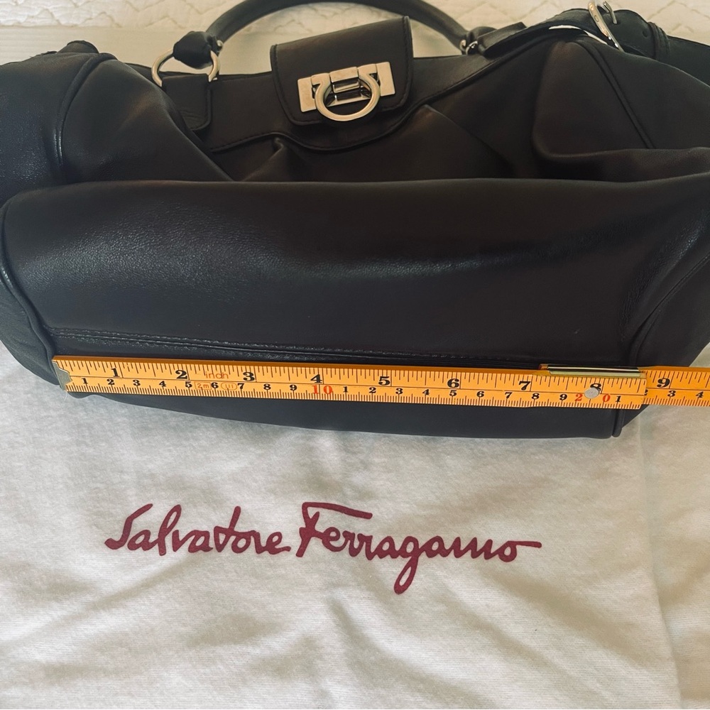 FERRAGAMO Black Soft Leather Bag Purse Silver Hardware Authentic Like New!! - Picture 12 of 12